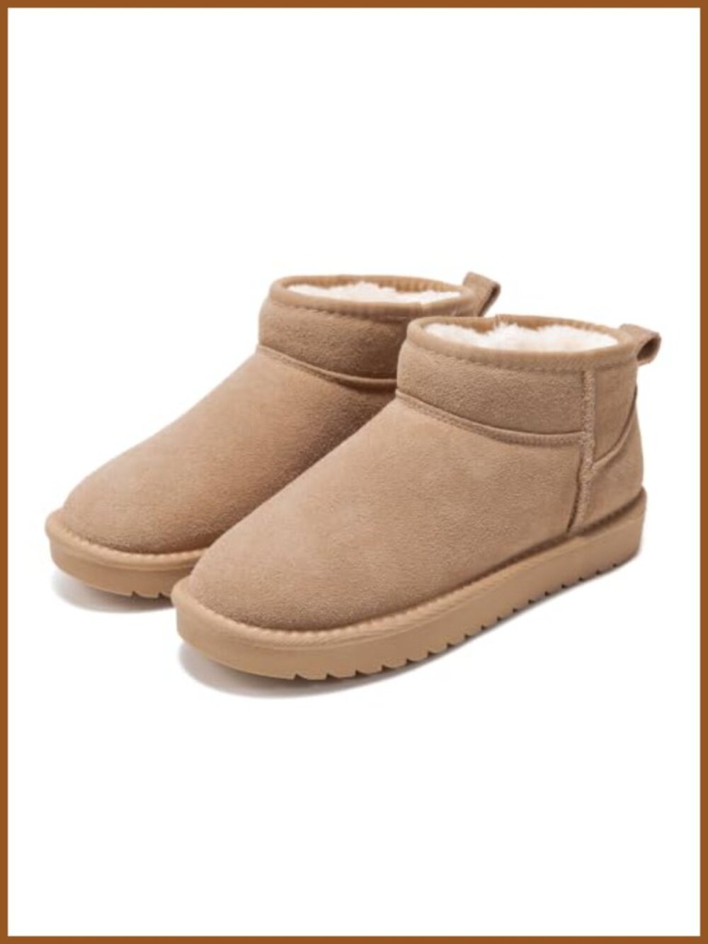 Genuine Leather Suede Ankle Boots Faux Fur Lined Water-Resistant Winter Booties